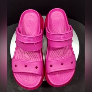 Crocs  Pink Sandals size 12 pre owned Exellent condition